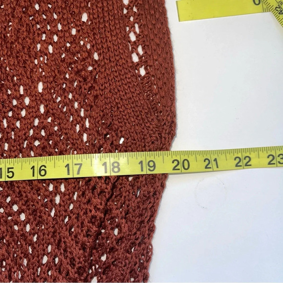 Maurices Rust Orange Fringe Sleeveless Open Knit Duster Cardigan Xsmall Women’s - Picture 6 of 10